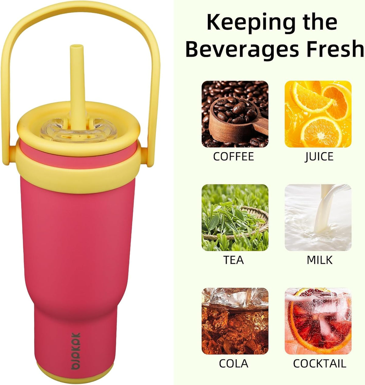 14 oz Insulated Water Bottle with Handle & Straw, Stainless Steel | Double Wall Vacuum, Leak Proof, Sweatproof, Wide Mouth, BPA Free, Dishwasher Safe, Keeps Cold/Hot, Travel, Cream