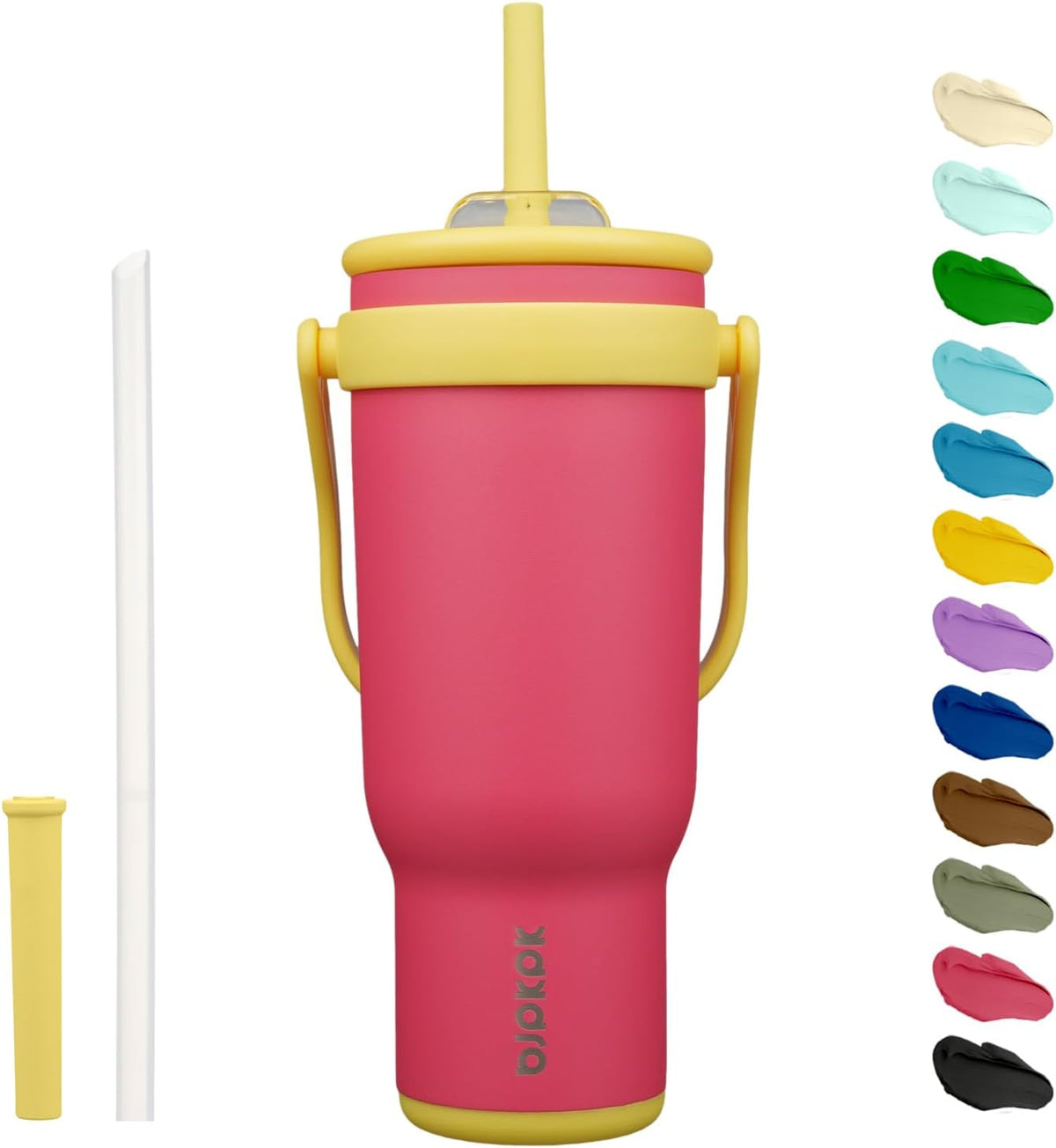 14 oz Insulated Water Bottle with Handle & Straw, Stainless Steel | Double Wall Vacuum, Leak Proof, Sweatproof, Wide Mouth, BPA Free, Dishwasher Safe, Keeps Cold/Hot, Travel, Cream