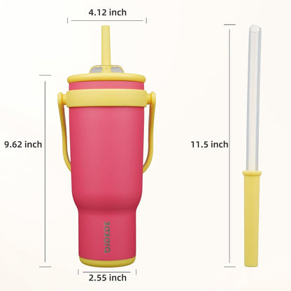 14 oz Insulated Water Bottle with Handle & Straw, Stainless Steel | Double Wall Vacuum, Leak Proof, Sweatproof, Wide Mouth, BPA Free, Dishwasher Safe, Keeps Cold/Hot, Travel, Cream