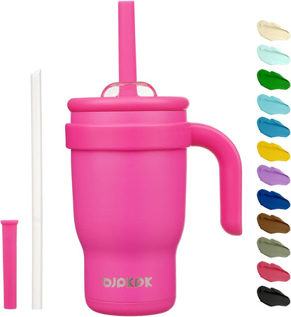 14 oz Insulated Water Bottle with Handle & Straw, Stainless Steel | Double Wall Vacuum, Leak Proof, Sweatproof, Wide Mouth, BPA Free, Dishwasher Safe, Keeps Cold/Hot, Travel, Cream