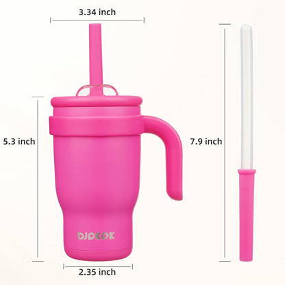 14 oz Insulated Water Bottle with Handle & Straw, Stainless Steel | Double Wall Vacuum, Leak Proof, Sweatproof, Wide Mouth, BPA Free, Dishwasher Safe, Keeps Cold/Hot, Travel, Cream