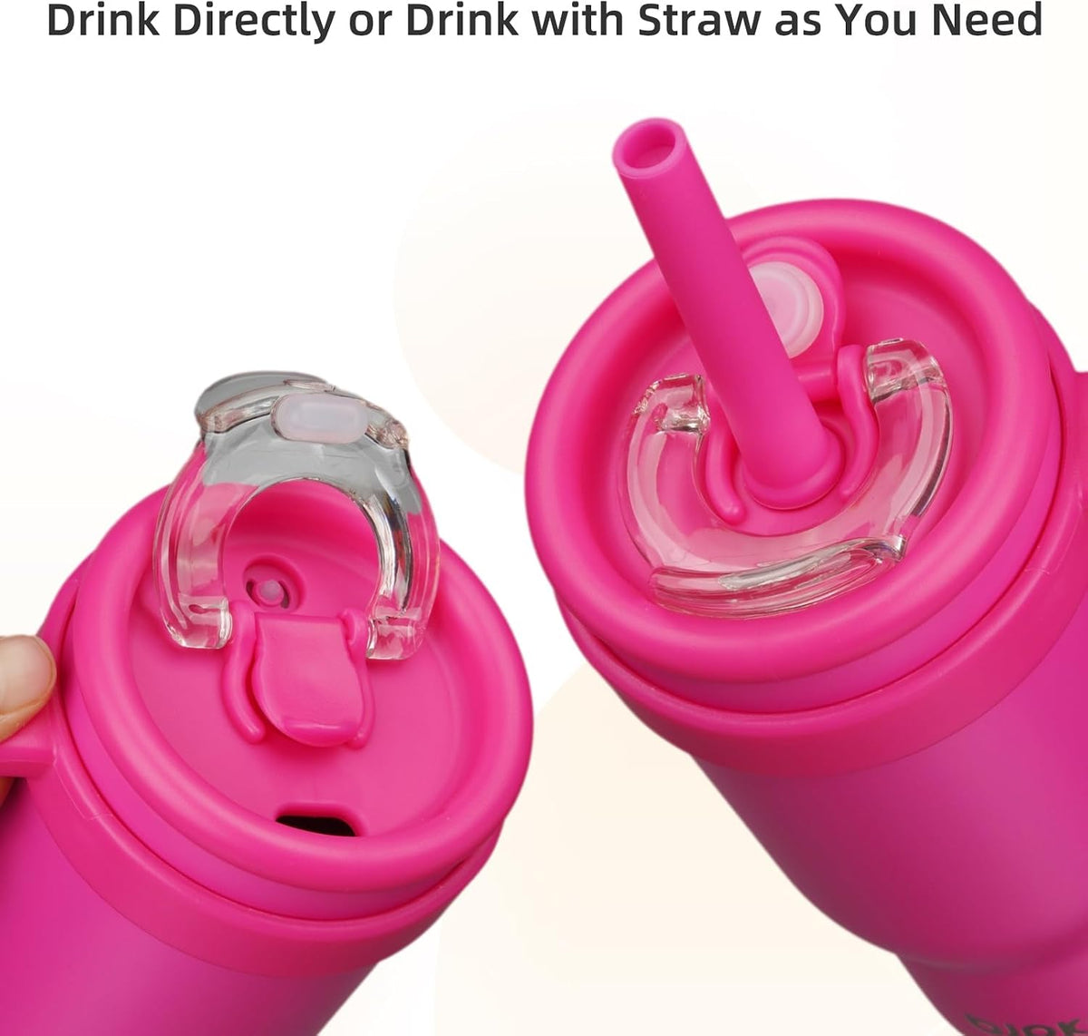 14 oz Insulated Water Bottle with Handle & Straw, Stainless Steel | Double Wall Vacuum, Leak Proof, Sweatproof, Wide Mouth, BPA Free, Dishwasher Safe, Keeps Cold/Hot, Travel, Cream