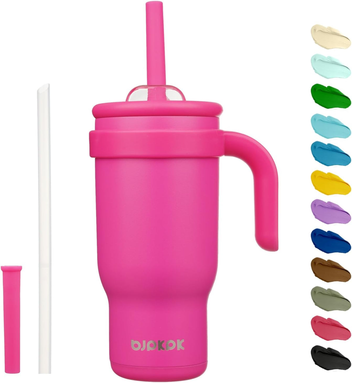 14 oz Insulated Water Bottle with Handle & Straw, Stainless Steel | Double Wall Vacuum, Leak Proof, Sweatproof, Wide Mouth, BPA Free, Dishwasher Safe, Keeps Cold/Hot, Travel, Cream