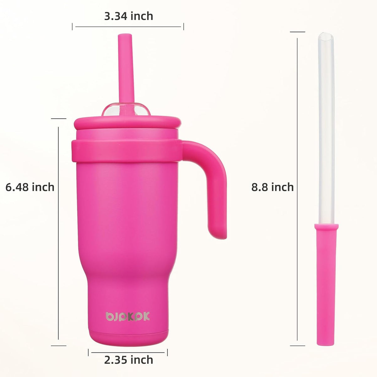 14 oz Insulated Water Bottle with Handle & Straw, Stainless Steel | Double Wall Vacuum, Leak Proof, Sweatproof, Wide Mouth, BPA Free, Dishwasher Safe, Keeps Cold/Hot, Travel, Cream