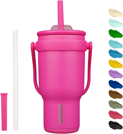 14 oz Insulated Water Bottle with Handle & Straw, Stainless Steel | Double Wall Vacuum, Leak Proof, Sweatproof, Wide Mouth, BPA Free, Dishwasher Safe, Keeps Cold/Hot, Travel, Cream