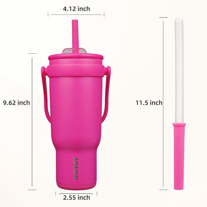 14 oz Insulated Water Bottle with Handle & Straw, Stainless Steel | Double Wall Vacuum, Leak Proof, Sweatproof, Wide Mouth, BPA Free, Dishwasher Safe, Keeps Cold/Hot, Travel, Cream