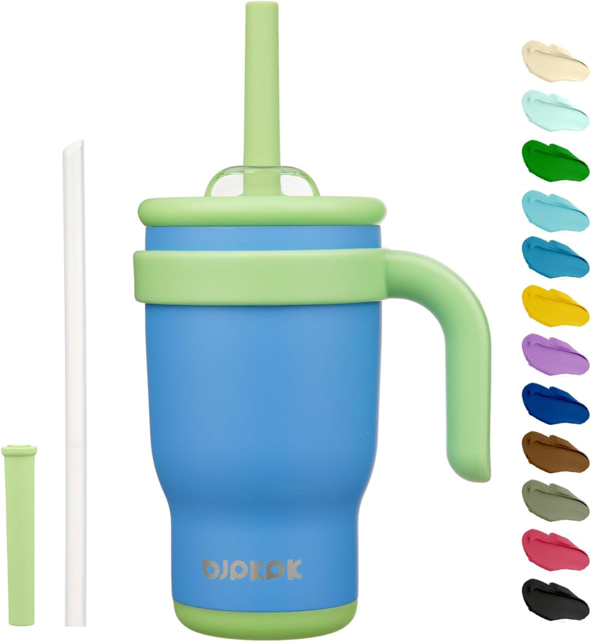 14 oz Insulated Water Bottle with Handle & Straw, Stainless Steel | Double Wall Vacuum, Leak Proof, Sweatproof, Wide Mouth, BPA Free, Dishwasher Safe, Keeps Cold/Hot, Travel, Cream