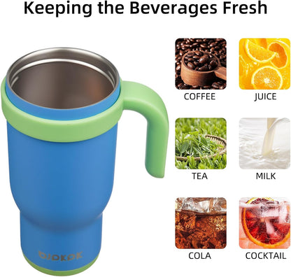 14 oz Insulated Water Bottle with Handle & Straw, Stainless Steel | Double Wall Vacuum, Leak Proof, Sweatproof, Wide Mouth, BPA Free, Dishwasher Safe, Keeps Cold/Hot, Travel, Cream