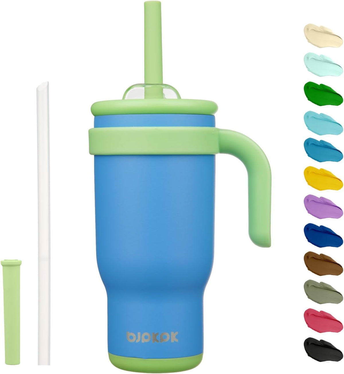 14 oz Insulated Water Bottle with Handle & Straw, Stainless Steel | Double Wall Vacuum, Leak Proof, Sweatproof, Wide Mouth, BPA Free, Dishwasher Safe, Keeps Cold/Hot, Travel, Cream