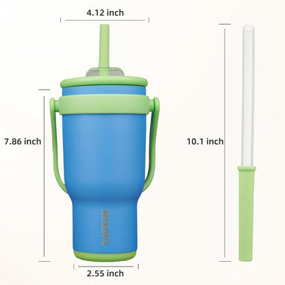 14 oz Insulated Water Bottle with Handle & Straw, Stainless Steel | Double Wall Vacuum, Leak Proof, Sweatproof, Wide Mouth, BPA Free, Dishwasher Safe, Keeps Cold/Hot, Travel, Cream