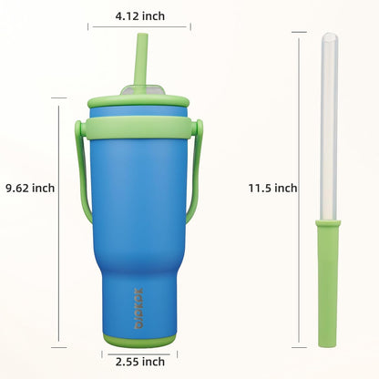 14 oz Insulated Water Bottle with Handle & Straw, Stainless Steel | Double Wall Vacuum, Leak Proof, Sweatproof, Wide Mouth, BPA Free, Dishwasher Safe, Keeps Cold/Hot, Travel, Cream