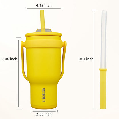 14 oz Insulated Water Bottle with Handle & Straw, Stainless Steel | Double Wall Vacuum, Leak Proof, Sweatproof, Wide Mouth, BPA Free, Dishwasher Safe, Keeps Cold/Hot, Travel, Cream