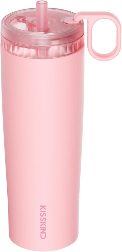 Leakproof Iced Coffee Tumbler 24 oz, Insulated Ceramic Lined Cup | Iced Coffee All Day, Leakproof, Ceramic-Lined Interior, Bag-Safe Commute, Work, Travel, Fits Cup Holders, Hidden Straw Lid