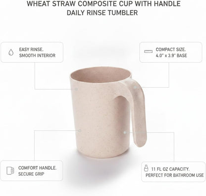 1 Pack Wheat Straw Composite Cup with Handle, 11 fl oz Tumbler for Kitchen and Office Desk Use