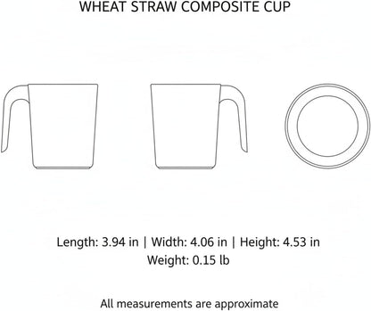 1 Pack Wheat Straw Composite Cup with Handle, 11 fl oz Tumbler for Kitchen and Office Desk Use