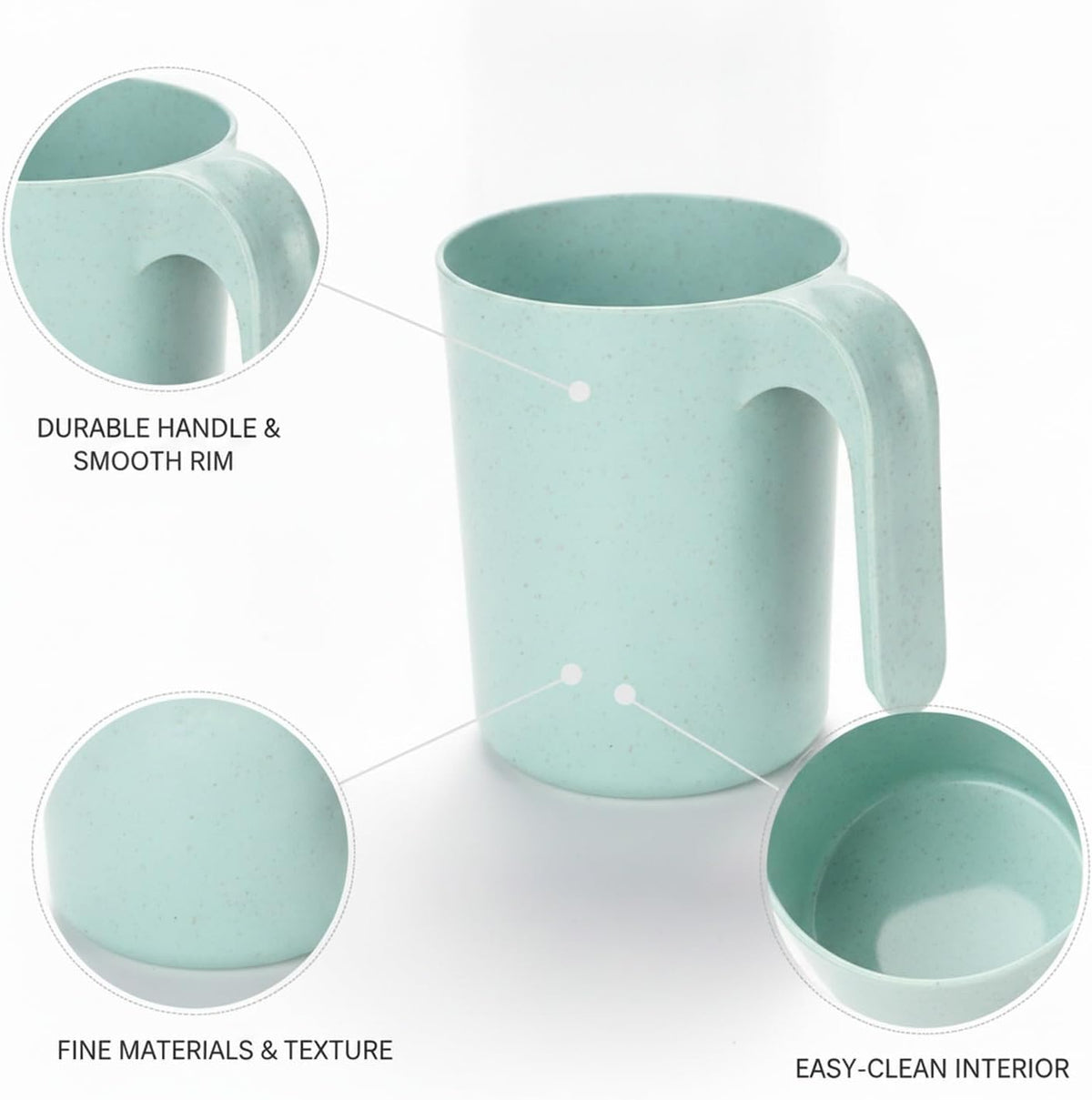1 Pack Wheat Straw Composite Cup with Handle, 11 fl oz Tumbler for Kitchen and Office Desk Use
