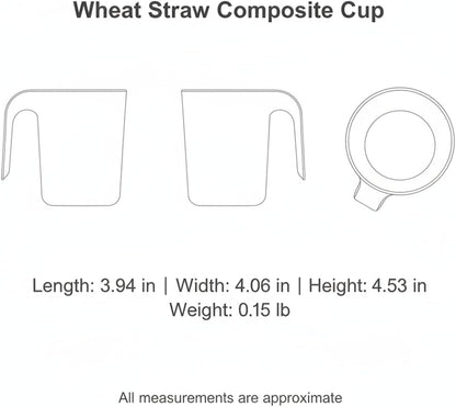 1 Pack Wheat Straw Composite Cup with Handle, 11 fl oz Tumbler for Kitchen and Office Desk Use