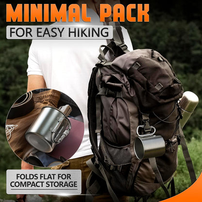 13.5 Oz Stainless Steel Camping Cup with Carabiner Handle, Clip-On