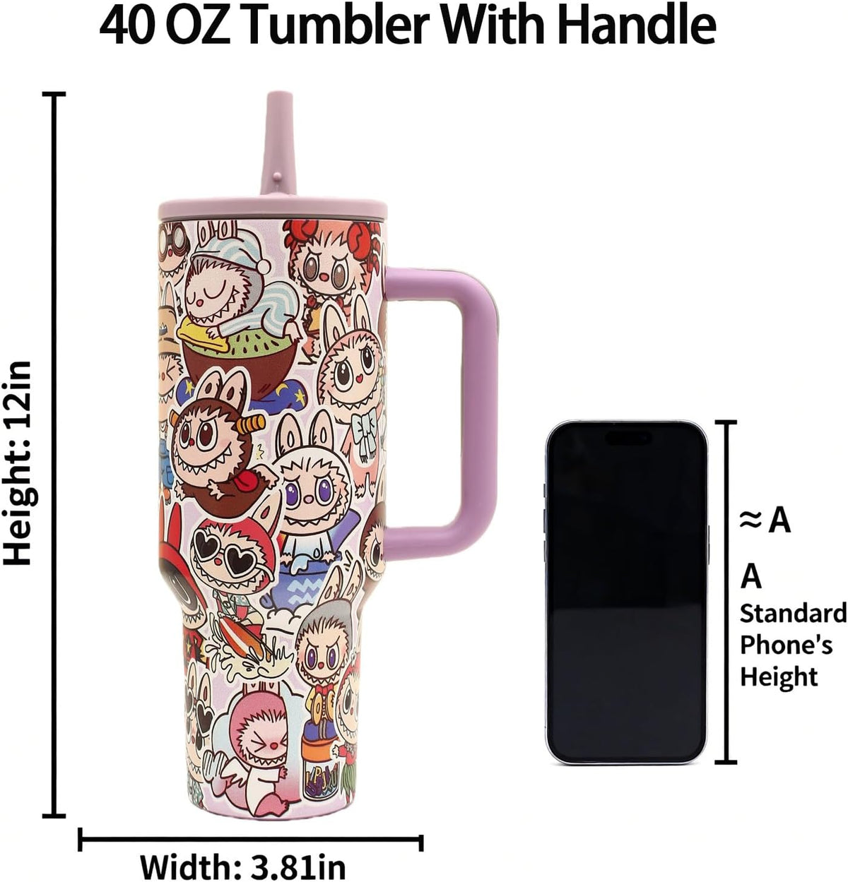 40 oz Tumbler with Handle and Flip Straw Lid, Cup Holder Friendly Insulated Stainless Steel Travel Mug, Gifts for Women & Men