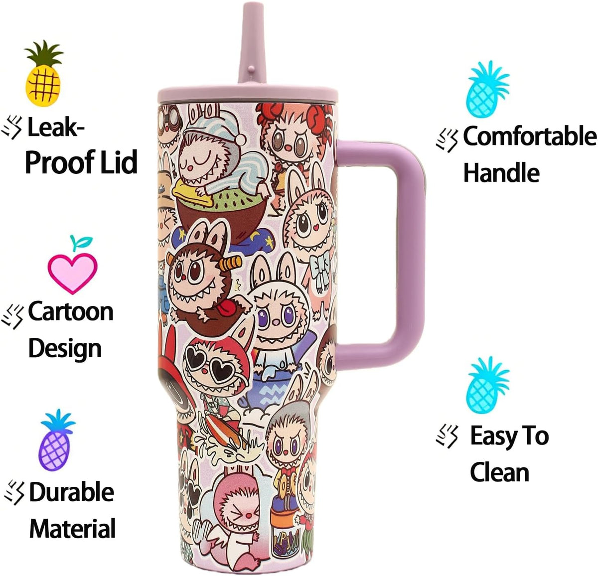 40 oz Tumbler with Handle and Flip Straw Lid, Cup Holder Friendly Insulated Stainless Steel Travel Mug, Gifts for Women & Men