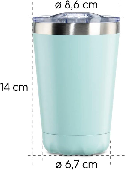 Thermal Mug 270 ml (Insulated Mug with Lockable Drinking Opening, Coffee to Go Mug Keeps Hot for 2 Hours/Cold for 2 Hours, To Go Mug with Screw Cap, Stainless Steel Thermal Mug to Go), Pastel