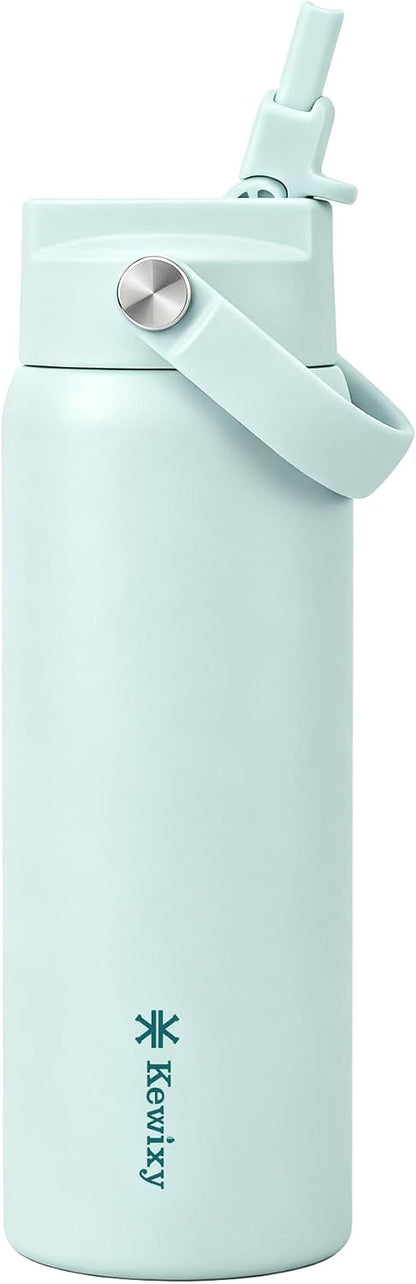 KEWIXY Pickleball Water Bottle 32 oz Insulated, Stainless Steel with Straw, Leak Proof, Keep Cold 24H, Vacuum, Pickleball Gifts for Pickleball Players, Pickleball Lovers, Women Girls Sport