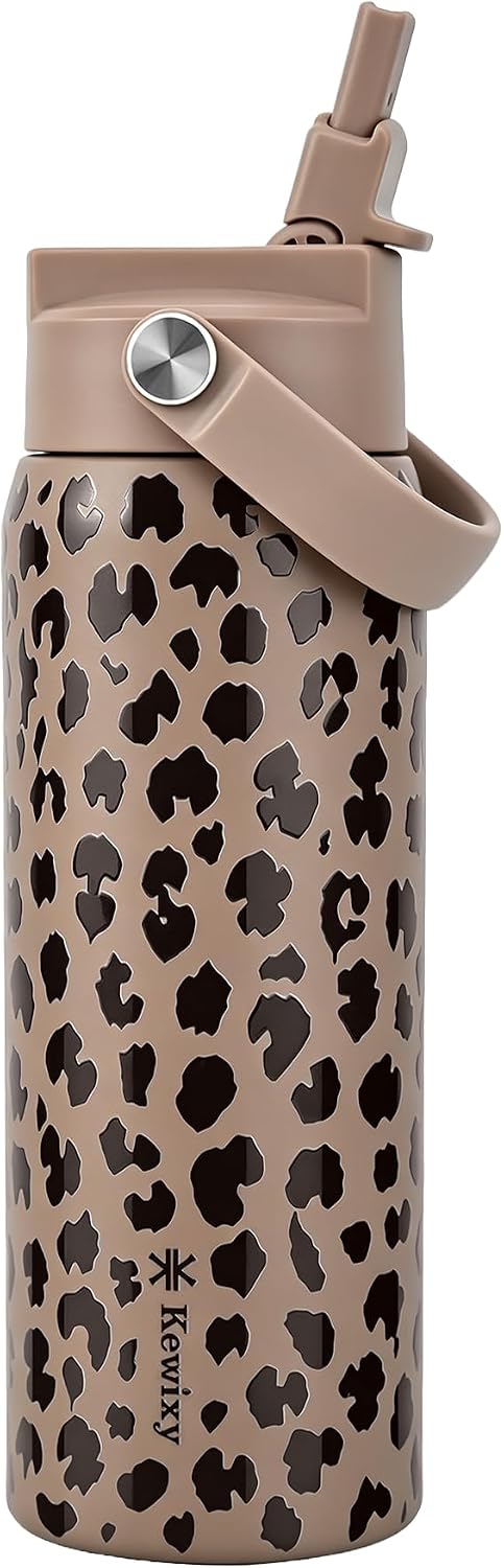 KEWIXY Pickleball Water Bottle 32 oz Insulated, Stainless Steel with Straw, Leak Proof, Keep Cold 24H, Vacuum, Pickleball Gifts for Pickleball Players, Pickleball Lovers, Women Girls Sport