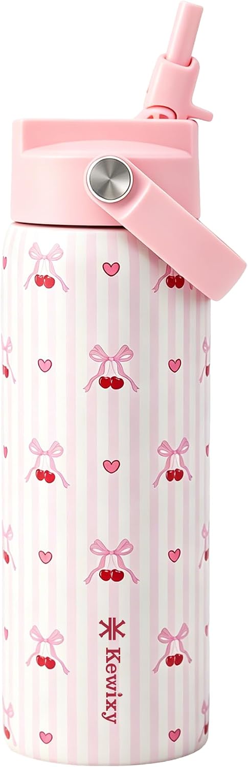 KEWIXY Pickleball Water Bottle 32 oz Insulated, Stainless Steel with Straw, Leak Proof, Keep Cold 24H, Vacuum, Pickleball Gifts for Pickleball Players, Pickleball Lovers, Women Girls Sport