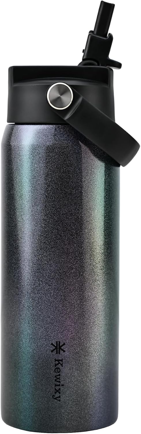 KEWIXY Pickleball Water Bottle 32 oz Insulated, Stainless Steel with Straw, Leak Proof, Keep Cold 24H, Vacuum, Pickleball Gifts for Pickleball Players, Pickleball Lovers, Women Girls Sport