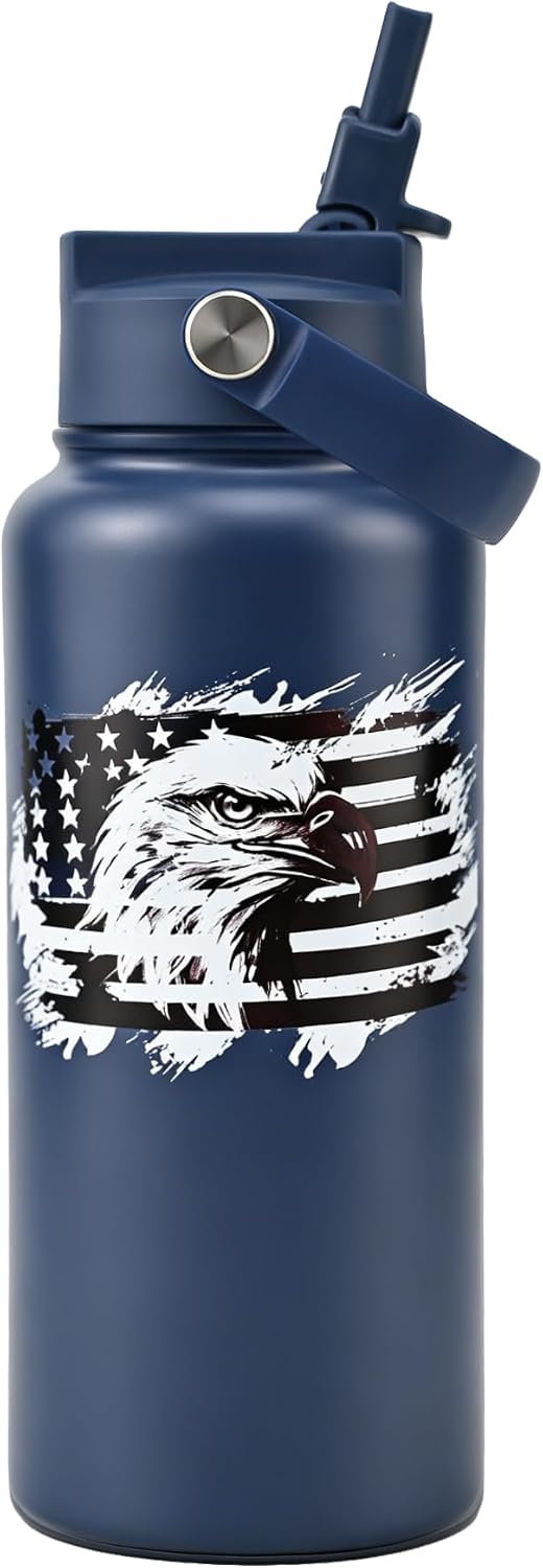 KEWIXY Pickleball Water Bottle 32 oz Insulated, Stainless Steel with Straw, Leak Proof, Keep Cold 24H, Vacuum, Pickleball Gifts for Pickleball Players, Pickleball Lovers, Women Girls Sport