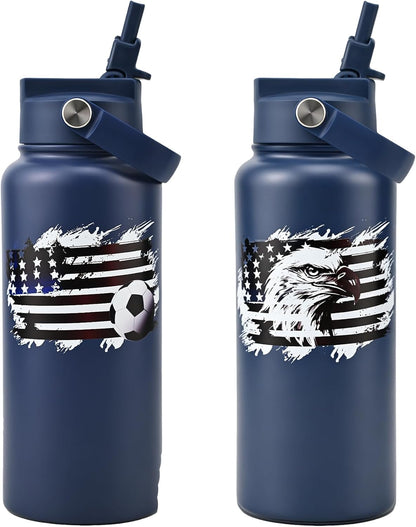 KEWIXY Pickleball Water Bottle 32 oz Insulated, Stainless Steel with Straw, Leak Proof, Keep Cold 24H, Vacuum, Pickleball Gifts for Pickleball Players, Pickleball Lovers, Women Girls Sport