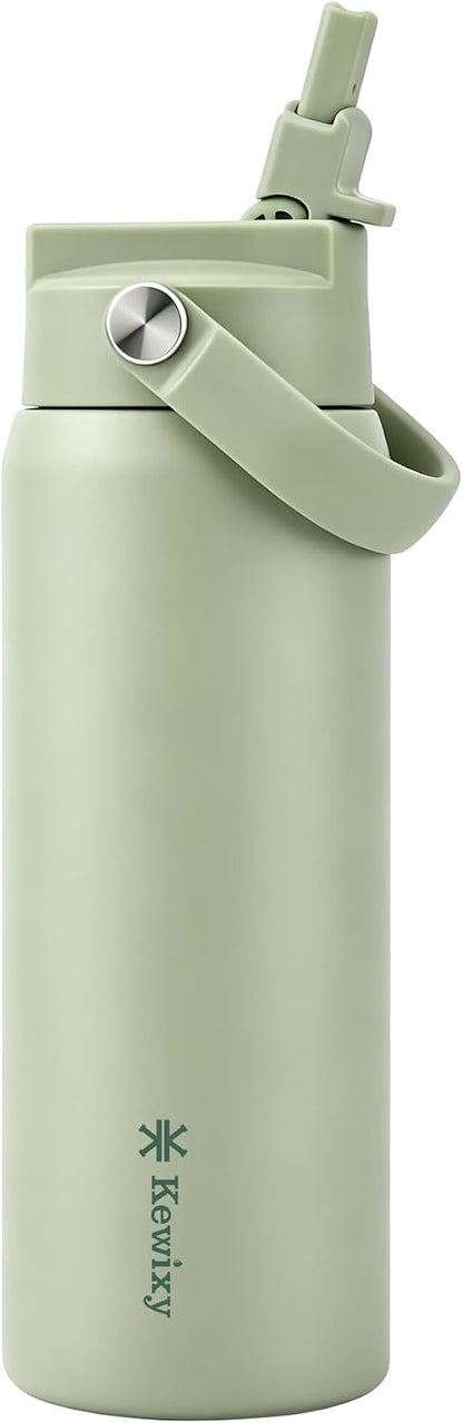 KEWIXY Pickleball Water Bottle 32 oz Insulated, Stainless Steel with Straw, Leak Proof, Keep Cold 24H, Vacuum, Pickleball Gifts for Pickleball Players, Pickleball Lovers, Women Girls Sport