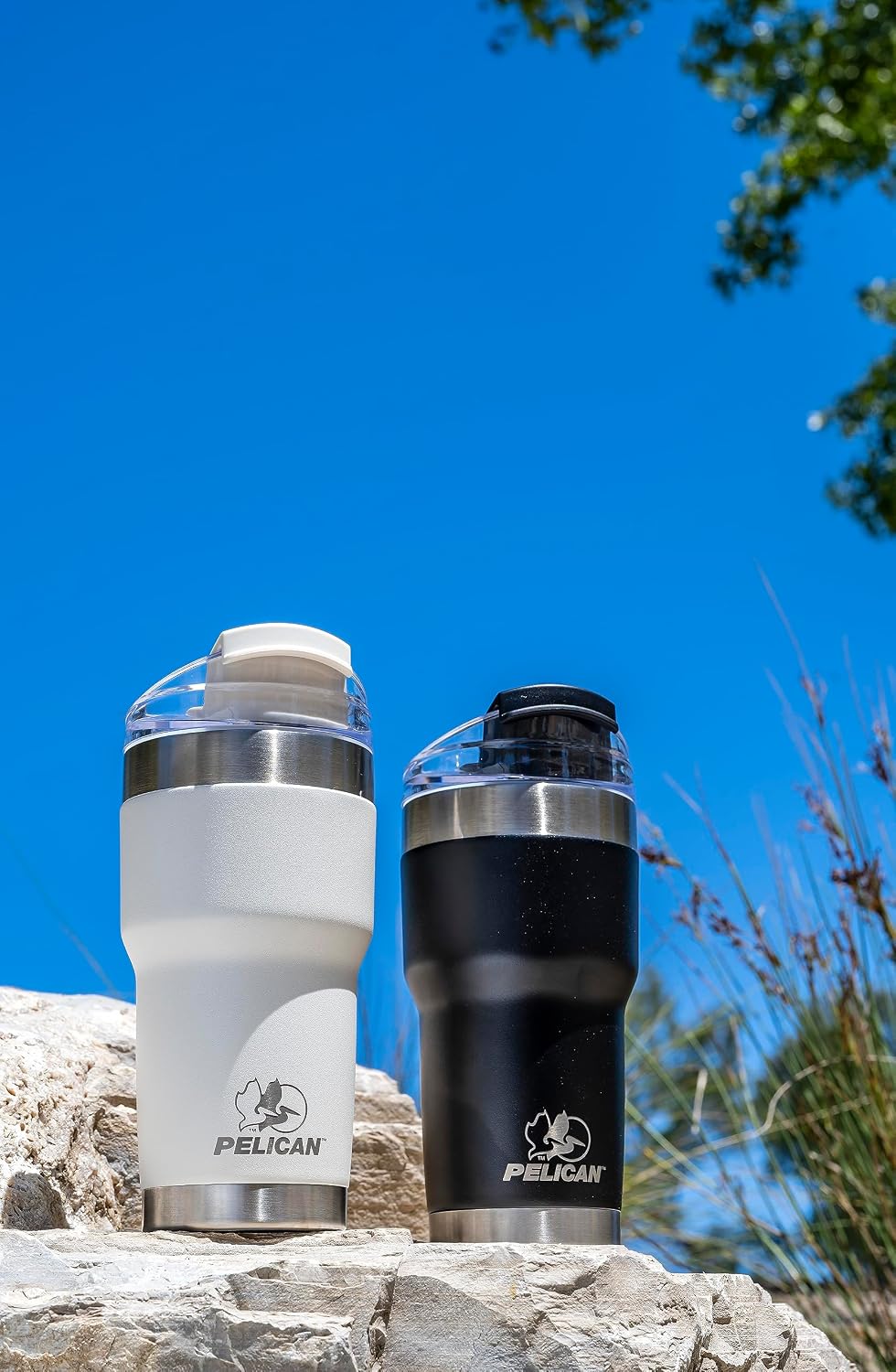 Pelican Traveler™ 22 oz Vacuum Insulated Tumbler - Stainless Steel Double Wall Travel with Dual Lid, Powder Coated Insulated Coffee Mug For Hot Cold Drinks, Sirius