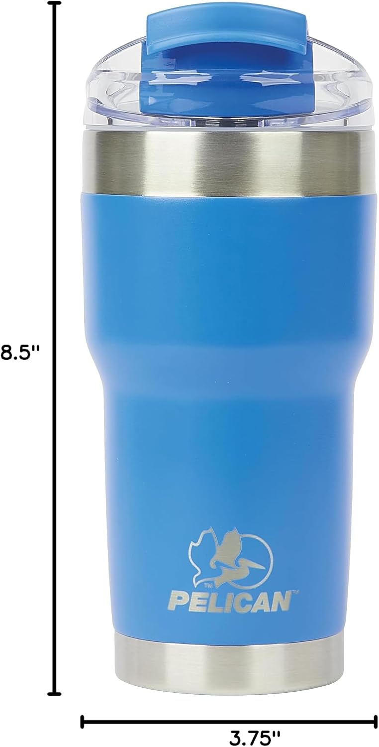 Pelican Traveler™ 22 oz Vacuum Insulated Tumbler - Stainless Steel Double Wall Travel with Dual Lid, Powder Coated Insulated Coffee Mug For Hot Cold Drinks, Sirius