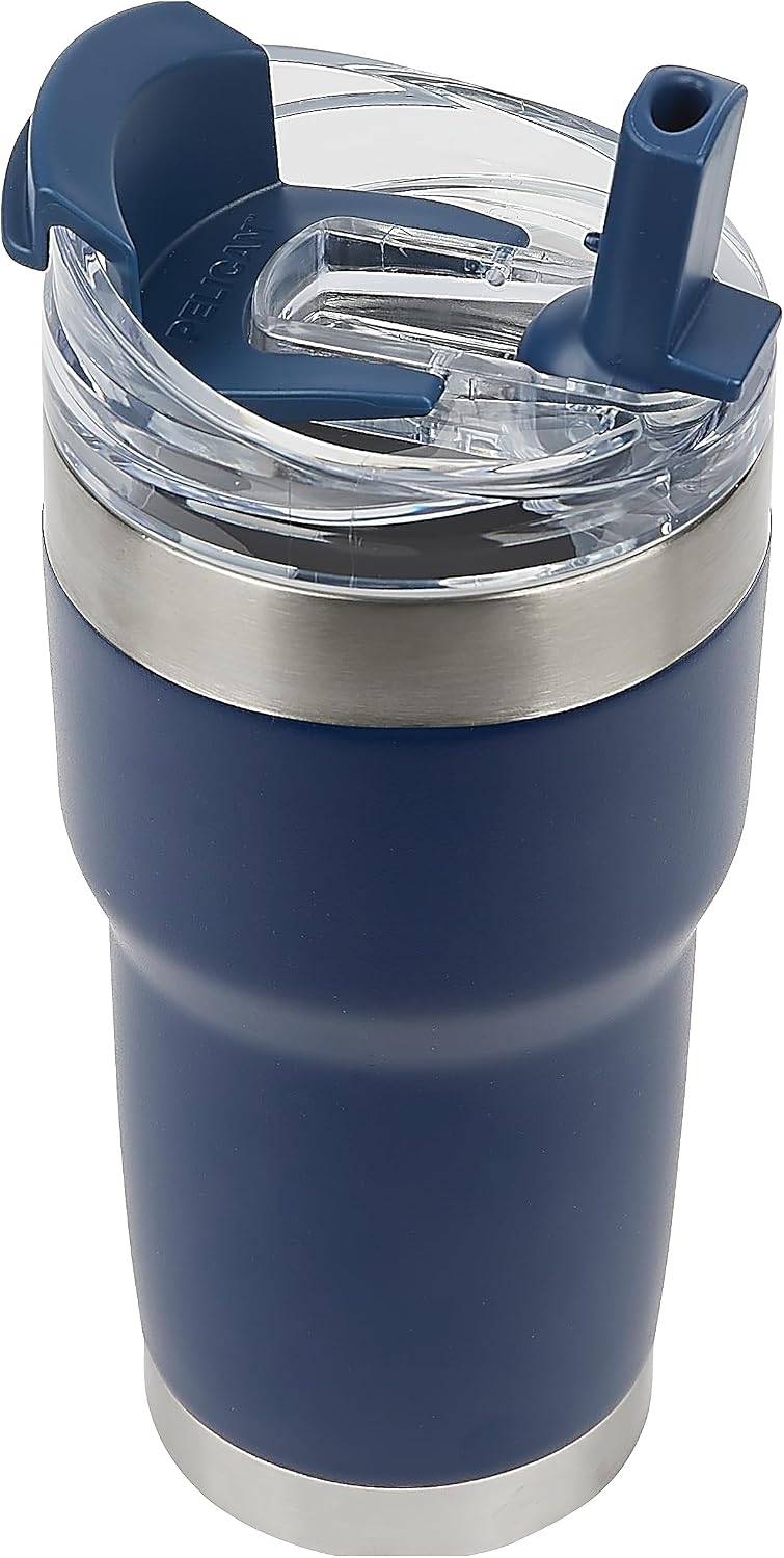 Pelican Traveler™ 22 oz Vacuum Insulated Tumbler - Stainless Steel Double Wall Travel with Dual Lid, Powder Coated Insulated Coffee Mug For Hot Cold Drinks, Sirius