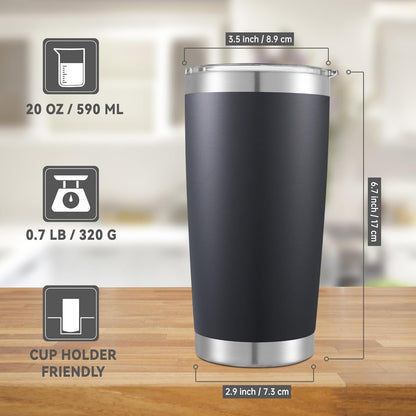 20 oz Tumblers Stainless Steel Tumbler with Lid, 1 Pack | Orange, 20oz Insulated Coffee Mug, Double Wall Vacuum, Powder Coated Cup, for Hot and Cold Drinks