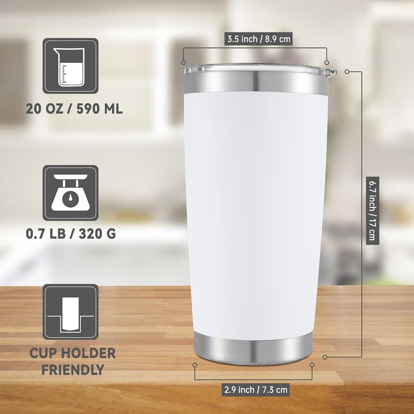 20 oz Tumblers Stainless Steel Tumbler with Lid, 1 Pack | Orange, 20oz Insulated Coffee Mug, Double Wall Vacuum, Powder Coated Cup, for Hot and Cold Drinks