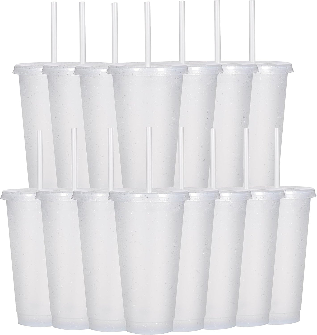 Tumbler with Straw and Lid,Water Bottle Iced Coffee Travel Mug Cup,Reusable Plastic Cups,Perfect for Parties,Birthdays,24oz-5 Pack (Rainbow, 5pack)