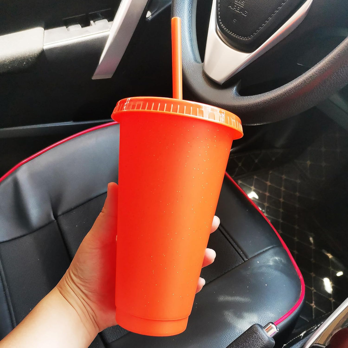 Tumbler with Straw and Lid,Water Bottle Iced Coffee Travel Mug Cup,Reusable Plastic Cups,Perfect for Parties,Birthdays,24oz-5 Pack (Rainbow, 5pack)