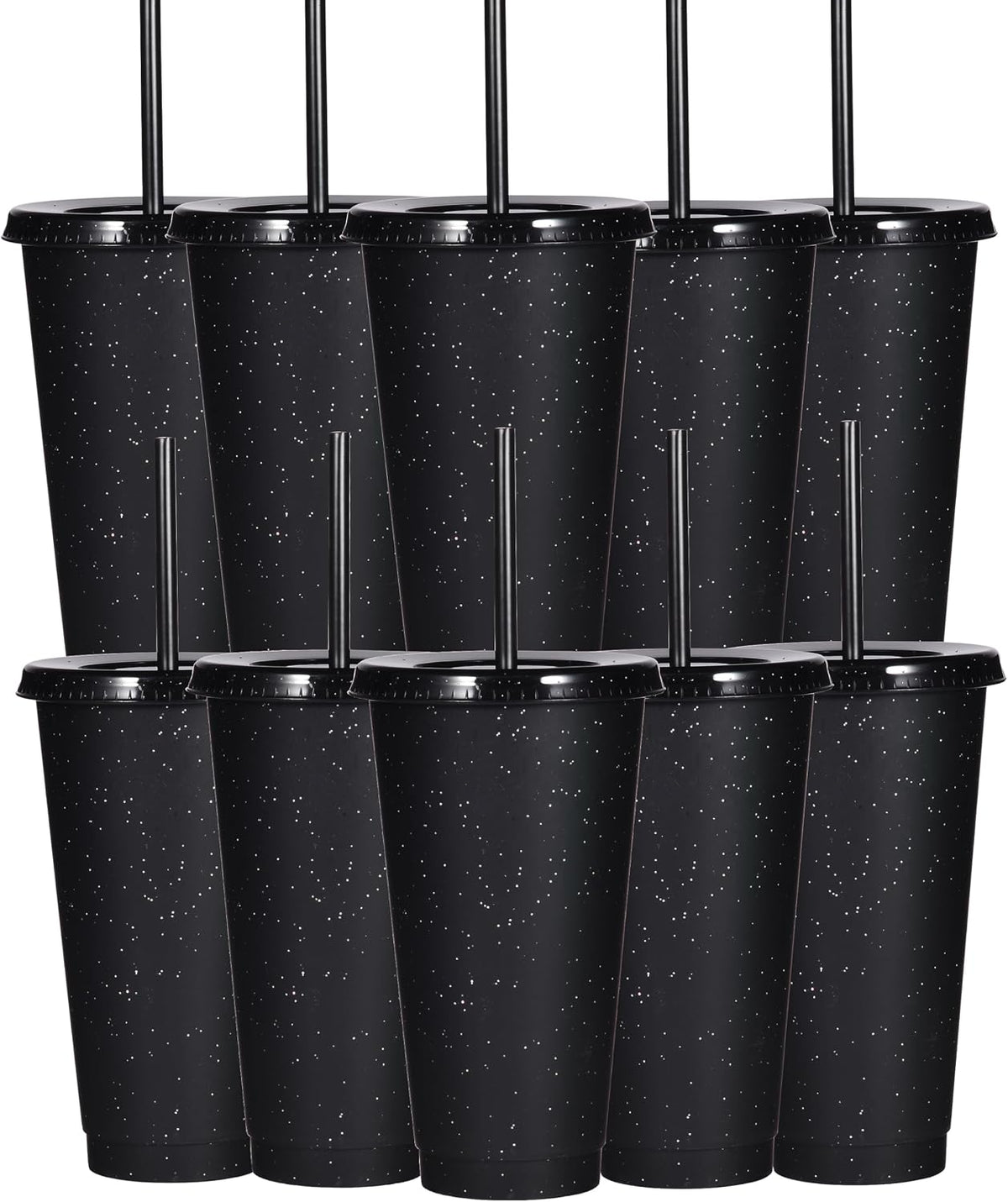 Tumbler with Straw and Lid,Water Bottle Iced Coffee Travel Mug Cup,Reusable Plastic Cups,Perfect for Parties,Birthdays,24oz-5 Pack (Rainbow, 5pack)