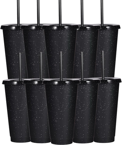Tumbler with Straw and Lid,Water Bottle Iced Coffee Travel Mug Cup,Reusable Plastic Cups,Perfect for Parties,Birthdays,24oz-5 Pack (Rainbow, 5pack)