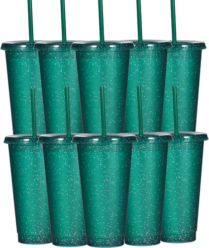 Tumbler with Straw and Lid,Water Bottle Iced Coffee Travel Mug Cup,Reusable Plastic Cups,Perfect for Parties,Birthdays,24oz-5 Pack (Rainbow, 5pack)