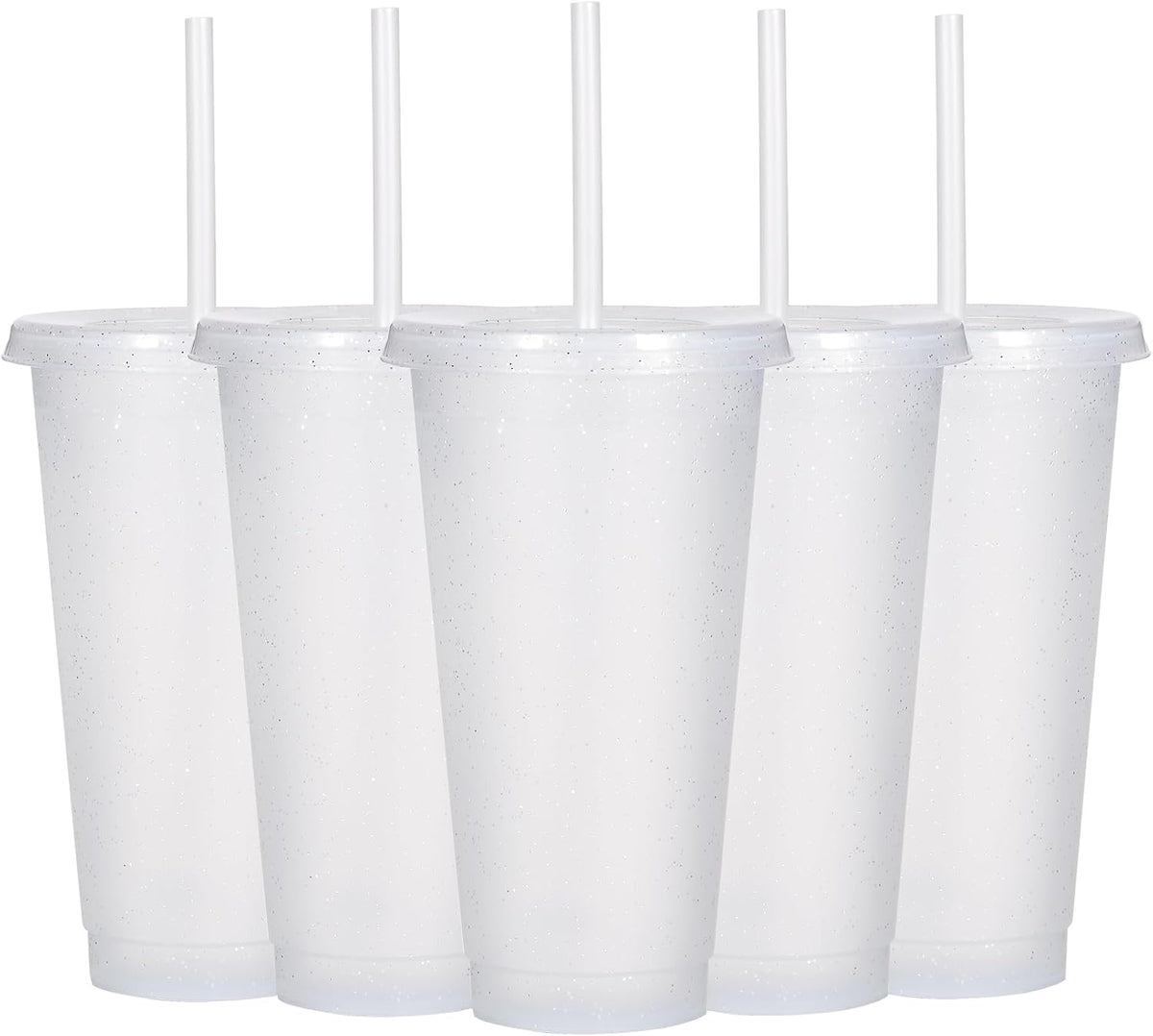 Tumbler with Straw and Lid,Water Bottle Iced Coffee Travel Mug Cup,Reusable Plastic Cups,Perfect for Parties,Birthdays,24oz-5 Pack (Rainbow, 5pack)