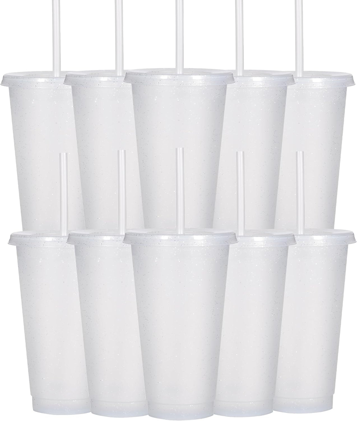 Tumbler with Straw and Lid,Water Bottle Iced Coffee Travel Mug Cup,Reusable Plastic Cups,Perfect for Parties,Birthdays,24oz-5 Pack (Rainbow, 5pack)
