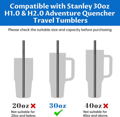 8PCS Stainless Steel Straws Fit for 40oz Stanley Tumblers, Silver