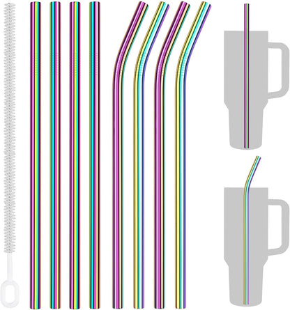 8PCS Stainless Steel Straws Fit for 40oz Stanley Tumblers, Silver