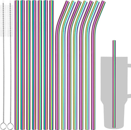 8PCS Stainless Steel Straws Fit for 40oz Stanley Tumblers, Silver