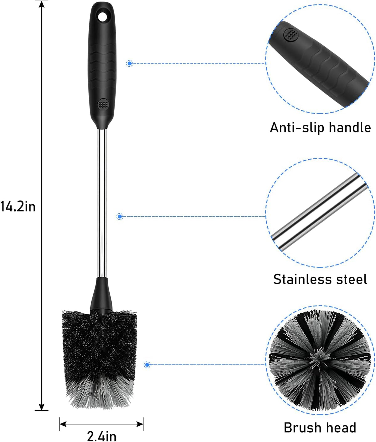 Bottle Brush of 3 Pack, 14in Long Handle Water Bottle Cleaner Brush