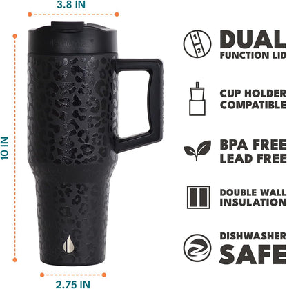 100% Leak Proof 32oz Tumbler with Handle & Straw Travel Mug | Stainless Steel Double Wall Insulated Tumbler for Hot and Cold Beverages with Sip & Straw Lid - Colors B