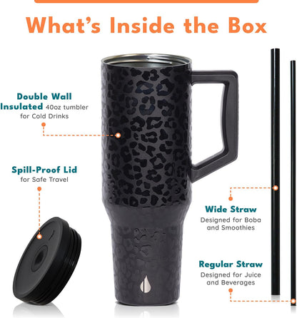 100% Leak Proof 32oz Tumbler with Handle & Straw Travel Mug | Stainless Steel Double Wall Insulated Tumbler for Hot and Cold Beverages with Sip & Straw Lid - Colors B